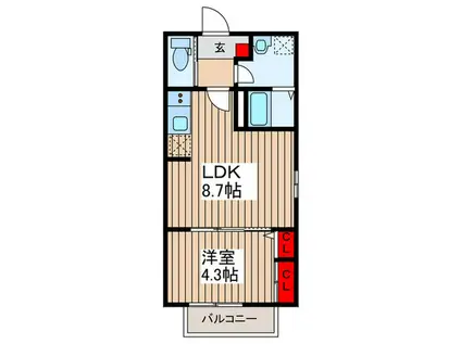 カーサ・マミール(1LDK/1階)の間取り写真