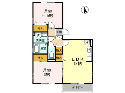 エスポワール笹本A(2LDK/1階)の間取り写真