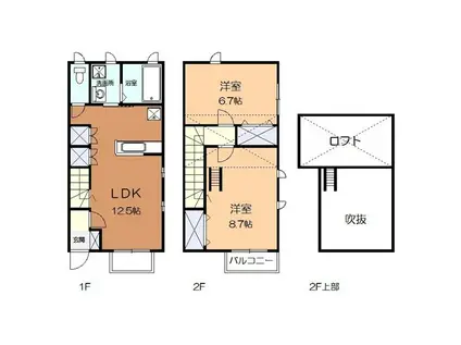 ボヌールB(2LDK/1階)の間取り写真