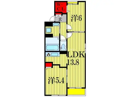 ボヌール(2LDK/3階)の間取り写真