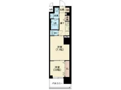 スプランディッド堀江(2K/12階)の間取り写真