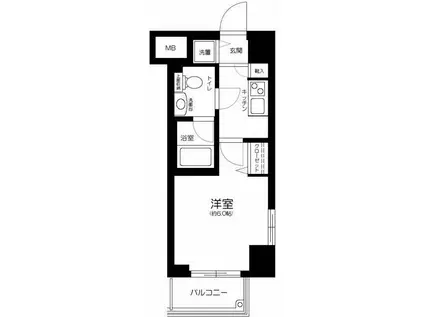 ガリシア浜松町(1K/2階)の間取り写真
