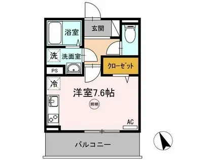 M・K・K北方(ワンルーム/2階)の間取り写真