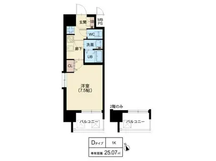 スプランディット天王寺III(1K/9階)の間取り写真