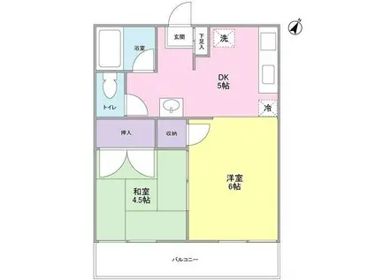 錦ハイツ(2DK/2階)の間取り写真