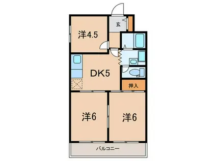 COLLECTION旭が丘(3DK/1階)の間取り写真