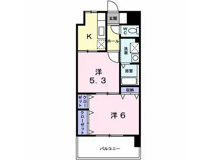 ステートリーマンション鷲崎(2K/2階)の間取り写真