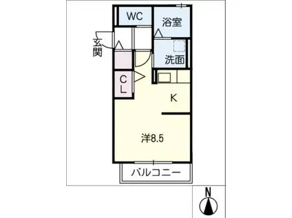 PARC八田(ワンルーム/2階)の間取り写真