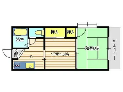 押部マンション(2K/2階)の間取り写真