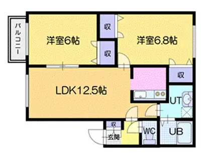 フォレパルクC(2LDK/1階)の間取り写真