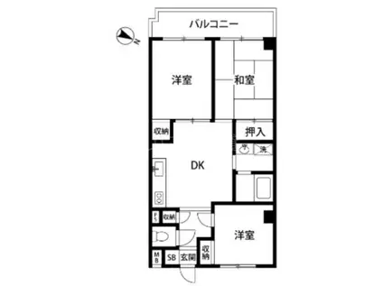 レジデンシャル新川崎(3DK/4階)の間取り写真