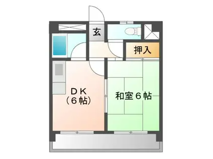 メゾンドオクノ(1DK/4階)の間取り写真