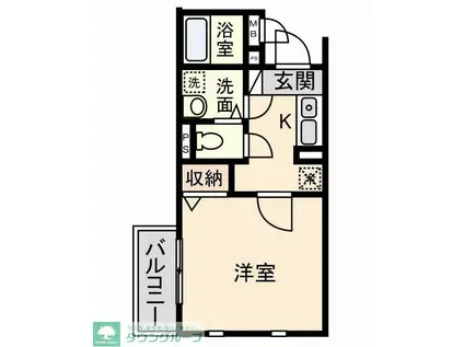 ヴェルドール立川(1K/2階)の間取り写真