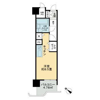 ライオンズマンション一番町(ワンルーム/6階)の間取り写真