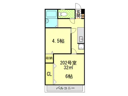 峰マンション(1SK/2階)の間取り写真