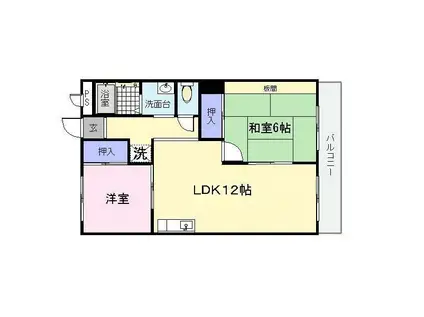 八八マンション(2LDK/1階)の間取り写真