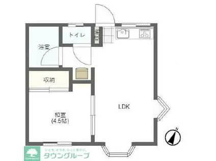 ピュアハイツ21B棟(1LDK/2階)の間取り写真