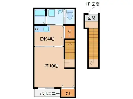 四日市アパートI(1DK/2階)の間取り写真