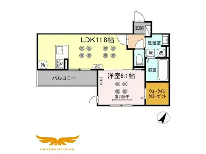 シャルム新屋敷(1LDK/1階)の間取り写真