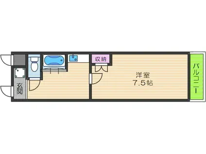 ステュディオYURI(1K/1階)の間取り写真