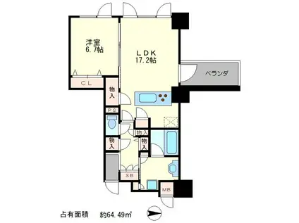 ボーパサージュ京都岡崎(1LDK/3階)の間取り写真