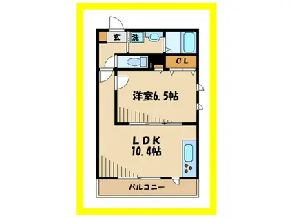 エスポワール中原(1LDK/3階)の間取り写真