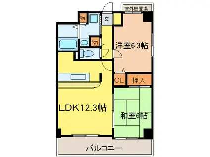 ラセーヌグランデス(2LDK/3階)の間取り写真