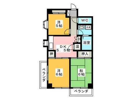 プリエール吉野町(3DK/3階)の間取り写真