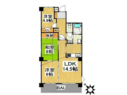 シャトレ御棚(3LDK/3階)の間取り写真