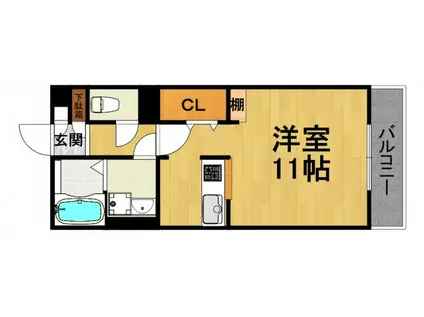 ル・トレゾア(ワンルーム/1階)の間取り写真