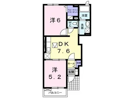 サニーサイトA(2DK/1階)の間取り写真