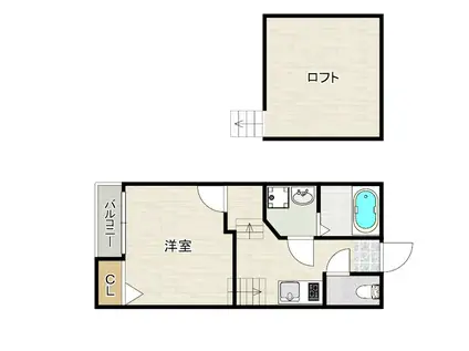 クレオ筥松伍番館(1K/2階)の間取り写真
