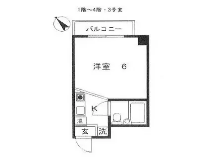 ルエメゾンロワール白木原(1K/2階)の間取り写真