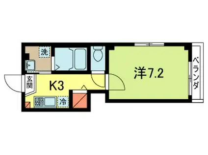 グリーンスカイ武蔵野(1K/3階)の間取り写真