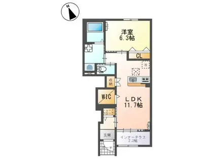 プレリエガーデン新涯(1LDK/1階)の間取り写真