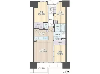 ルネ八王子トレーシア(3LDK/7階)の間取り写真