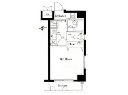 ロイヤルガーデン妻恋坂(1K/10階)の間取り写真