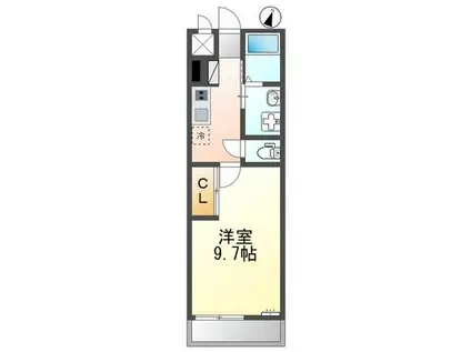 熊本市電健軍線 健軍交番前駅 徒歩5分 2階建 築3年(1K/2階)の間取り写真