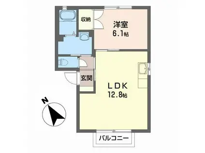 フローラルFUJI B(1LDK/2階)の間取り写真