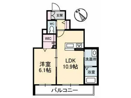 ジャルダン ド シャルム(1LDK/2階)の間取り写真