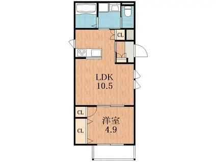 ルーミナル元町(1LDK/3階)の間取り写真