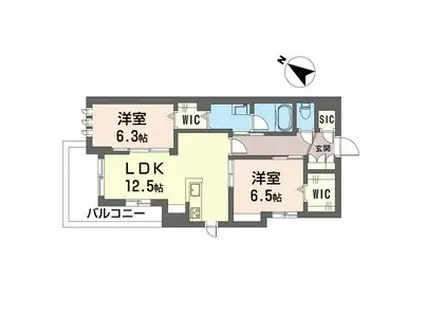 玉川ヒルズ(2LDK/3階)の間取り写真