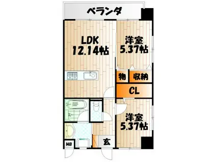 KSKコアプレイス 中井(2LDK/6階)の間取り写真