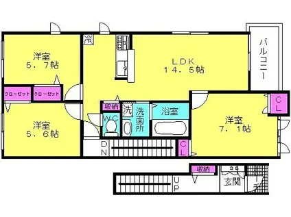 シャーメゾンスカイ(3LDK/2階)の間取り写真