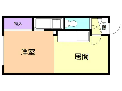 ＪＲ室蘭本線 登別駅 徒歩13分 2階建 築37年(1DK/1階)の間取り写真
