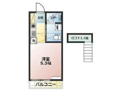 東武伊勢崎線 北越谷駅 徒歩17分 2階建 築6年(ワンルーム/2階)の間取り写真
