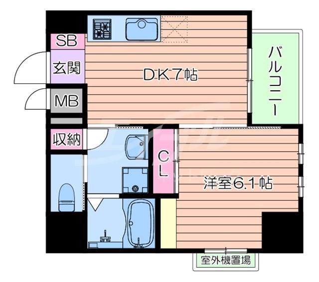SOAR ESAKA イースト(1DK/4階)の間取り写真