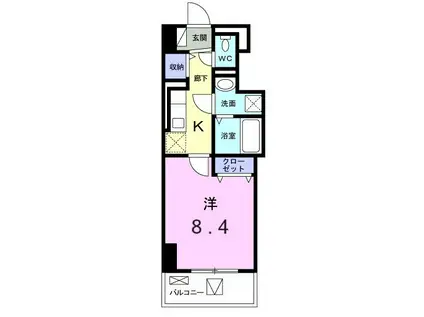 スカイネッツ百合丘(1K/5階)の間取り写真