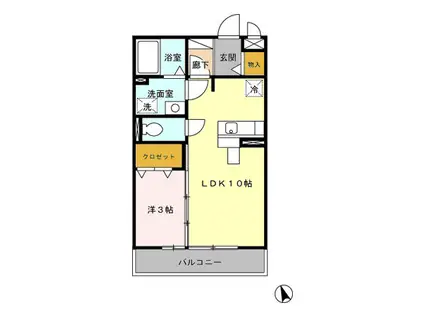 トレビナフェリーチェ(1LDK/2階)の間取り写真