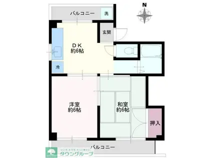 カワノハイツ(2DK/3階)の間取り写真